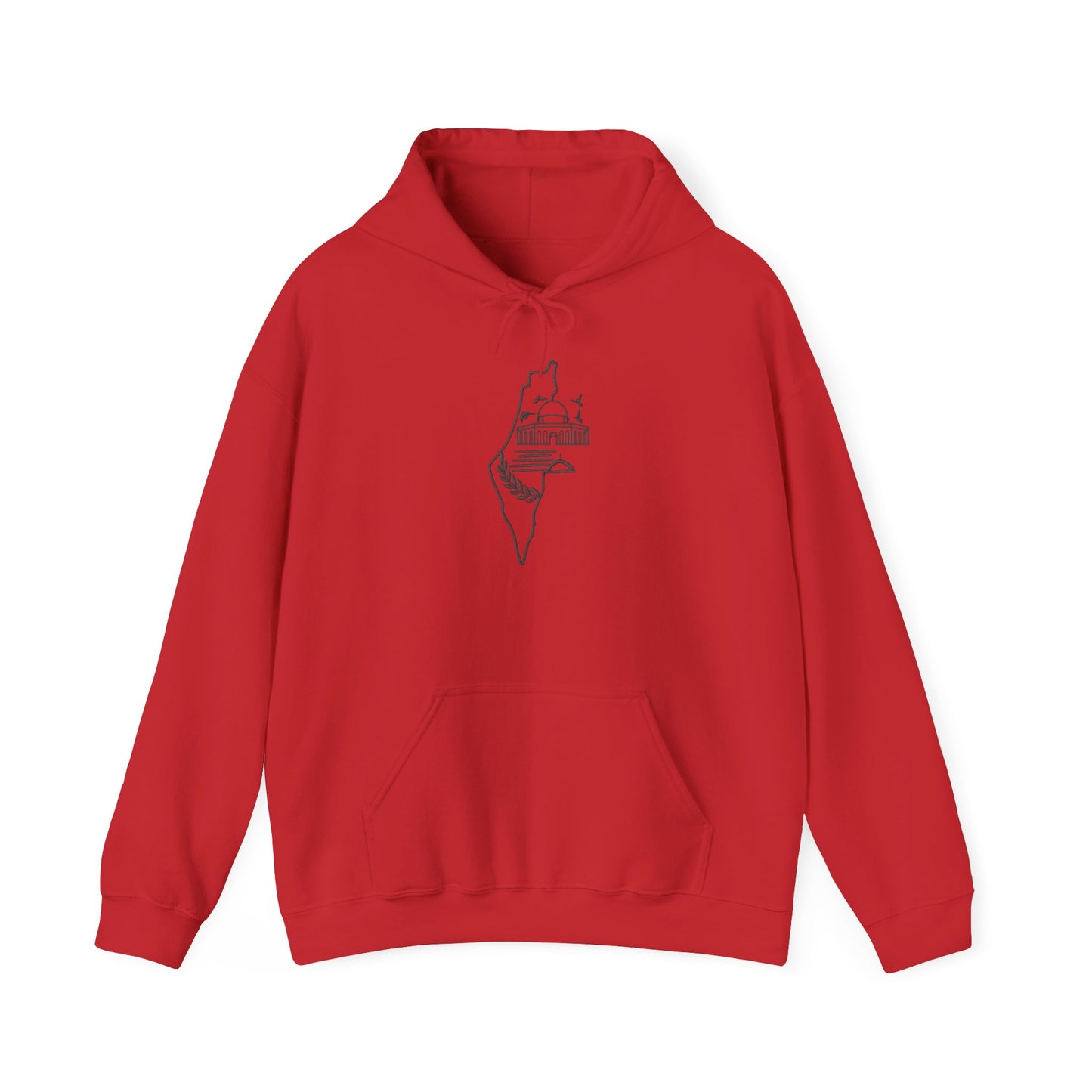 Palestine Map Embroidered Hoodie - Unisex Sweatshirt, Palestinian Flag Pullover, Middle East Arabic Clothing, Political Statement Jumper,