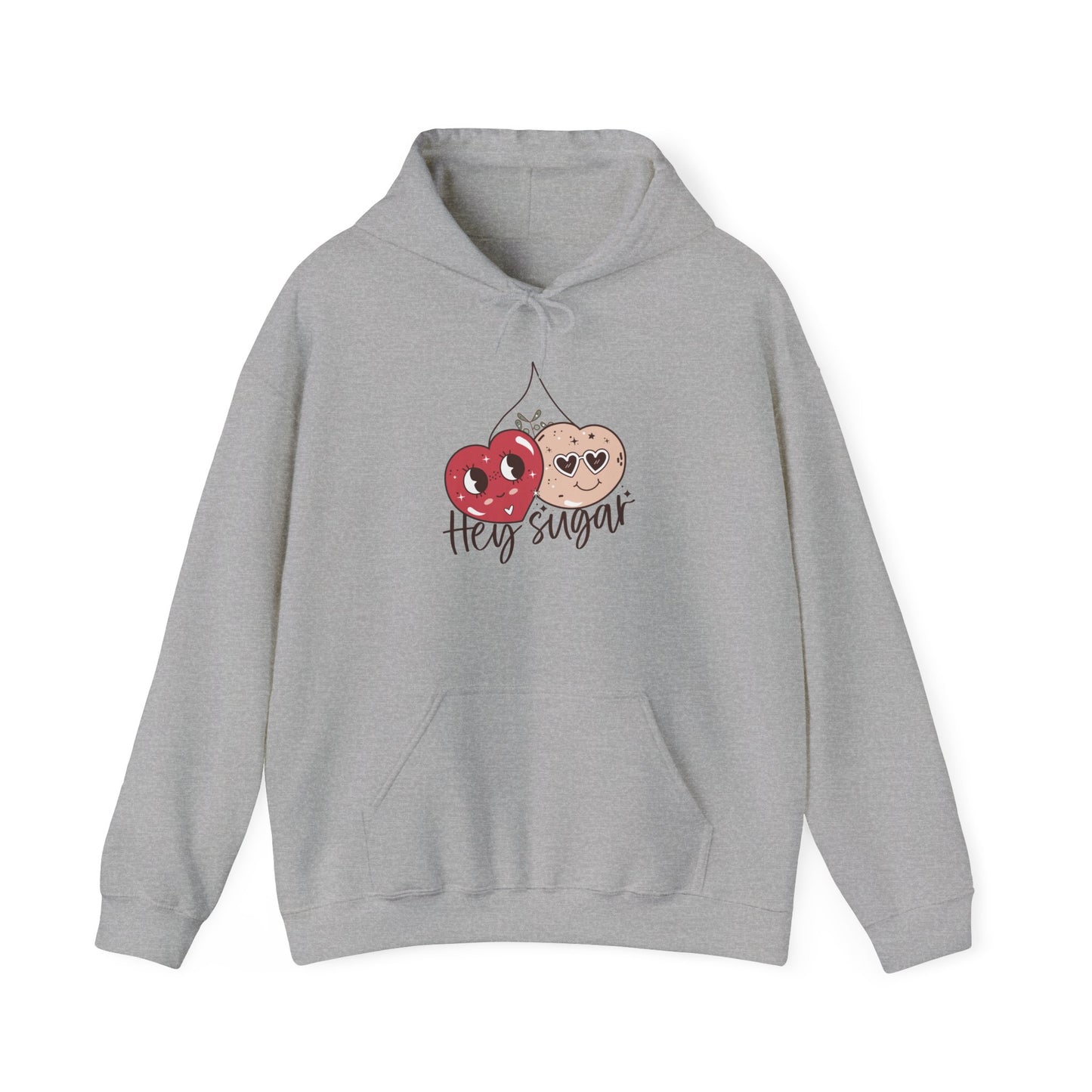 Valentine's Day Cute Cherries Hoodie, Couple Matching Sweatshirt, Hey Sugar Heart Eyes Jumper, Comfy Unisex Pullover, Casual Gift for Him