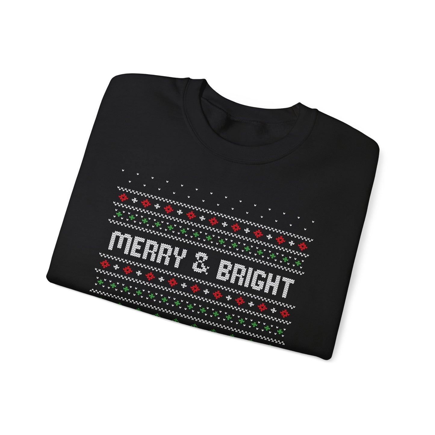 Christmas Crewneck Sweatshirt - Cute Comfy Merry and Bright Ugly Sweater