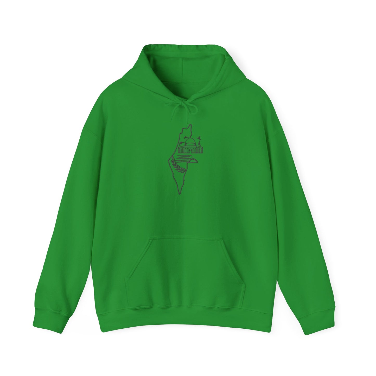 Palestine Map Embroidered Hoodie - Unisex Sweatshirt, Palestinian Flag Pullover, Middle East Arabic Clothing, Political Statement Jumper,