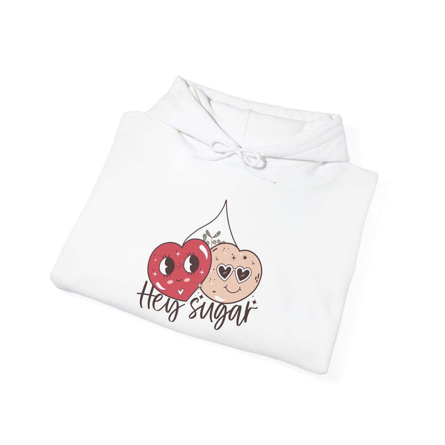 Valentine's Day Cute Cherries Hoodie, Couple Matching Sweatshirt, Hey Sugar Heart Eyes Jumper, Comfy Unisex Pullover, Casual Gift for Him