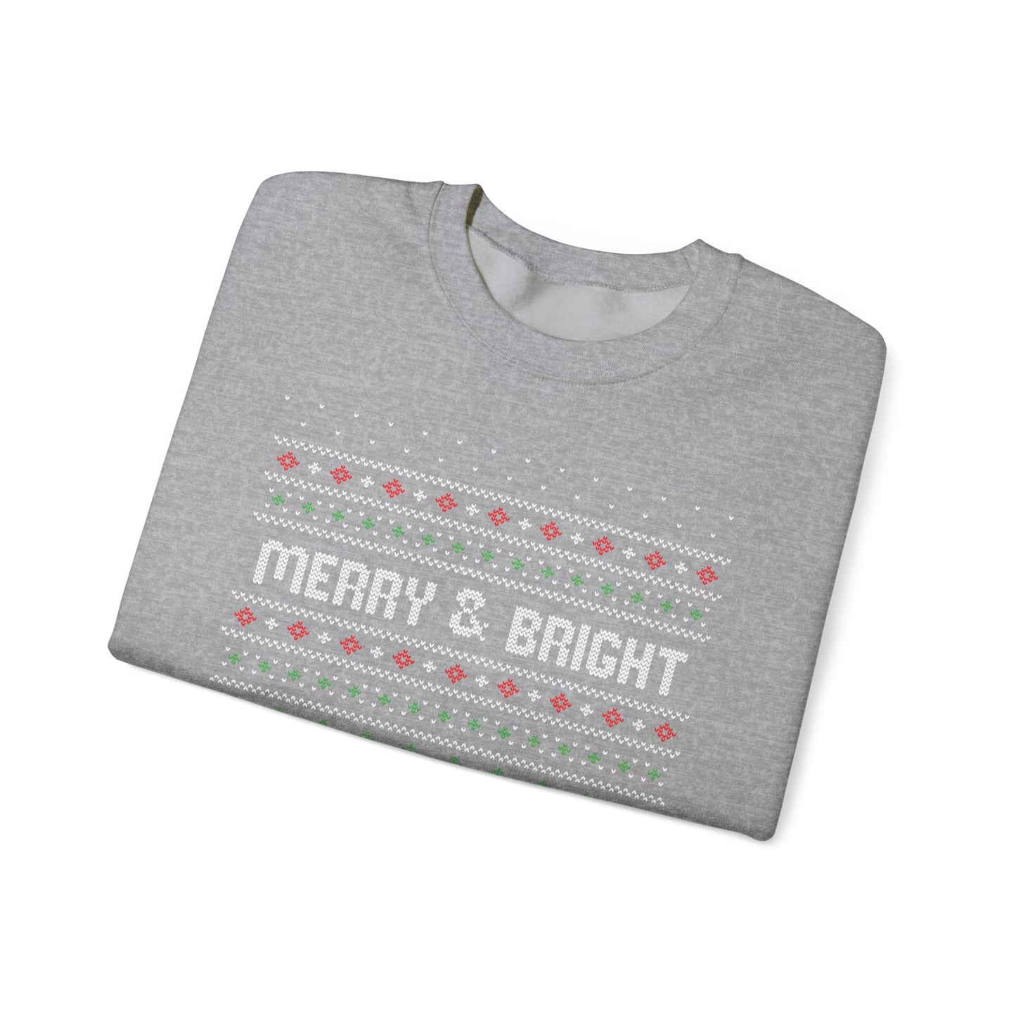 Christmas Crewneck Sweatshirt - Cute Comfy Merry and Bright Ugly Sweater