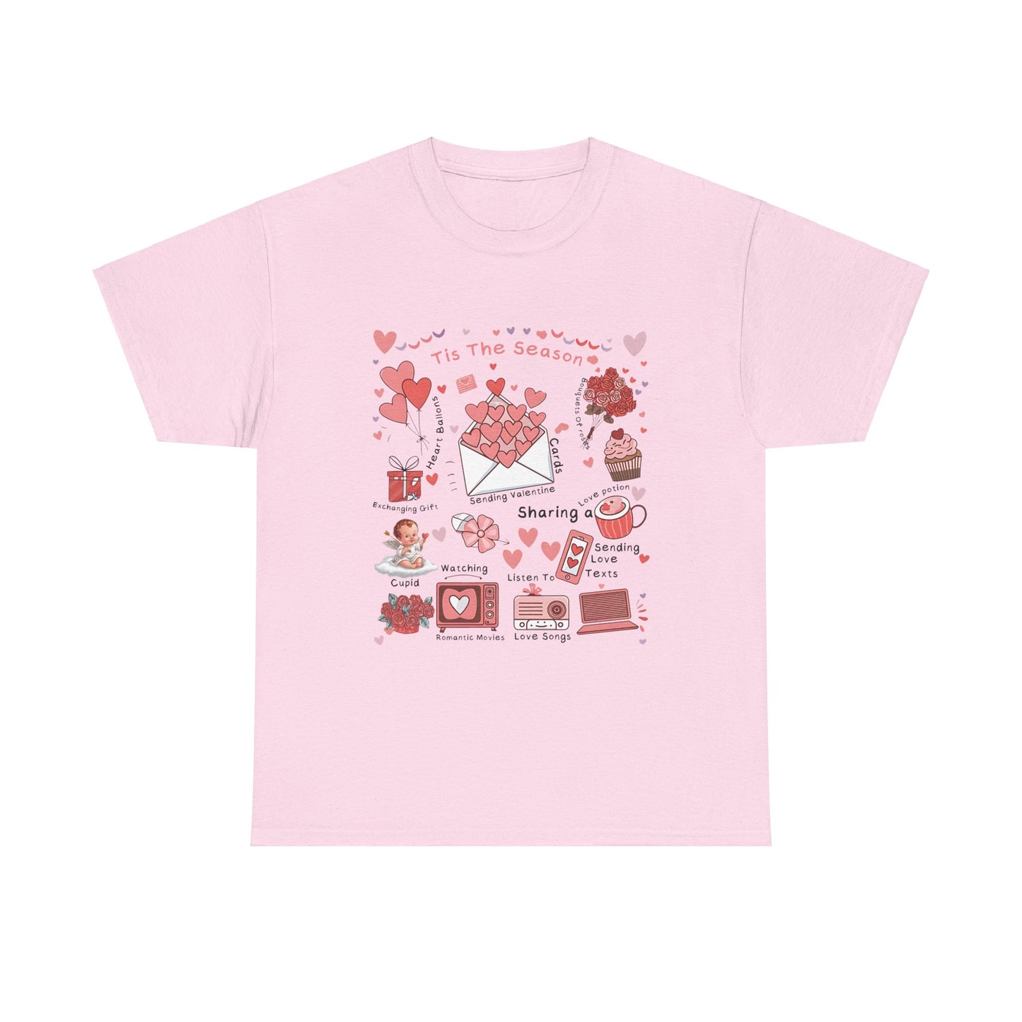 Valentines Day Love Note Unisex Tee, Heart Festive Valentine Season T-Shirt, Romantic Couple Gift Top, Cupid Holiday Shirt, Red Pink Love