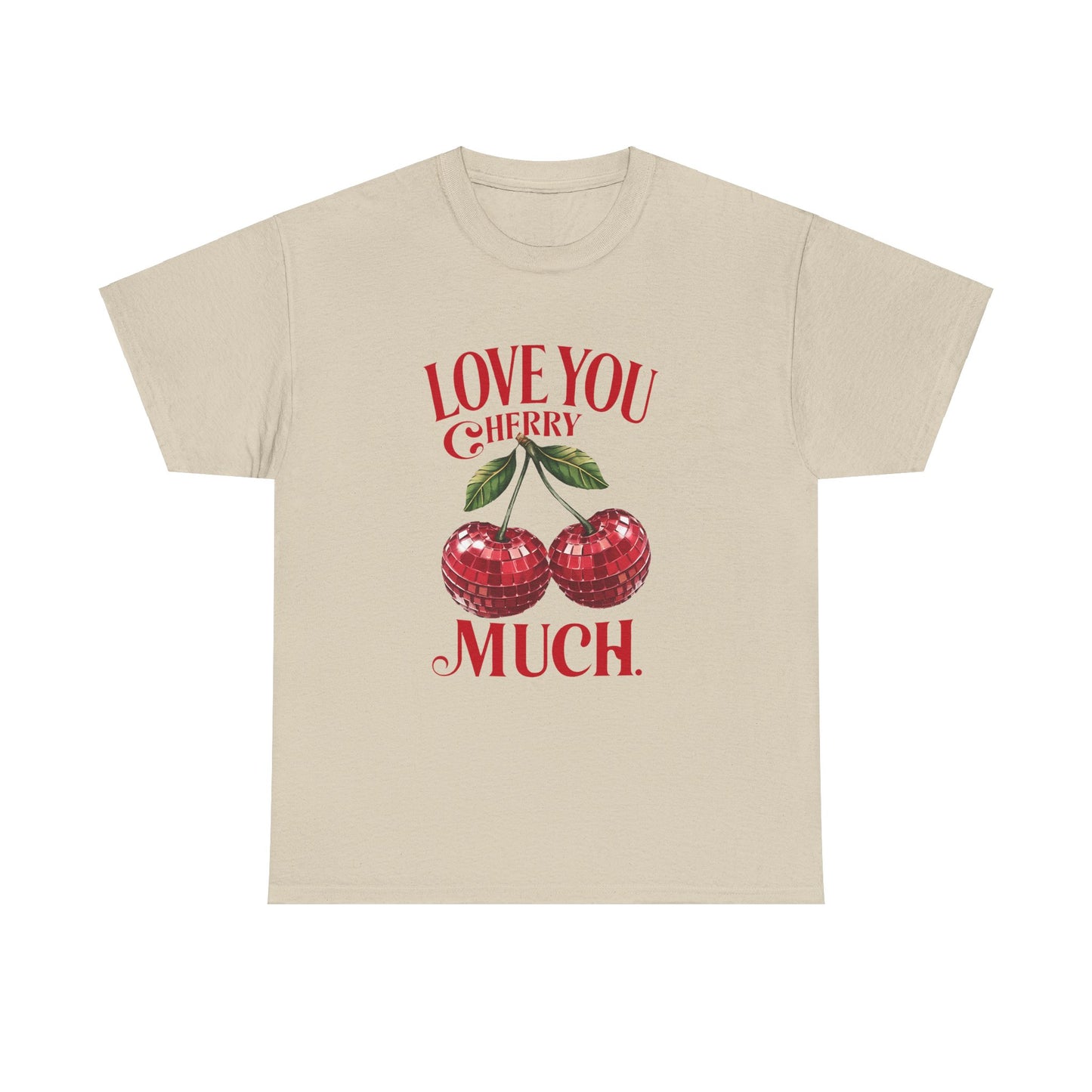 Cherry Disco Balls Love Unisex Heavy Cotton Tee, Valentine's Day Shirt, Cute Cherry Tee, I Love You Cherry Much Tee, Disco Ball Tee, Unisex