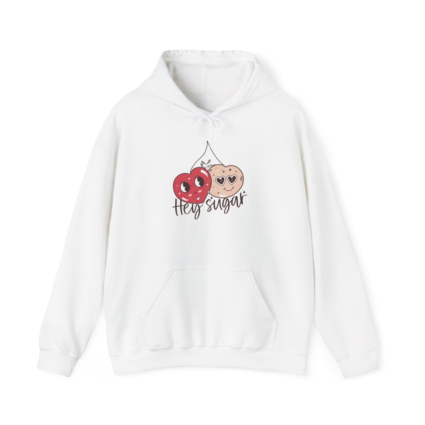 Valentine's Day Cute Cherries Hoodie, Couple Matching Sweatshirt, Hey Sugar Heart Eyes Jumper, Comfy Unisex Pullover, Casual Gift for Him