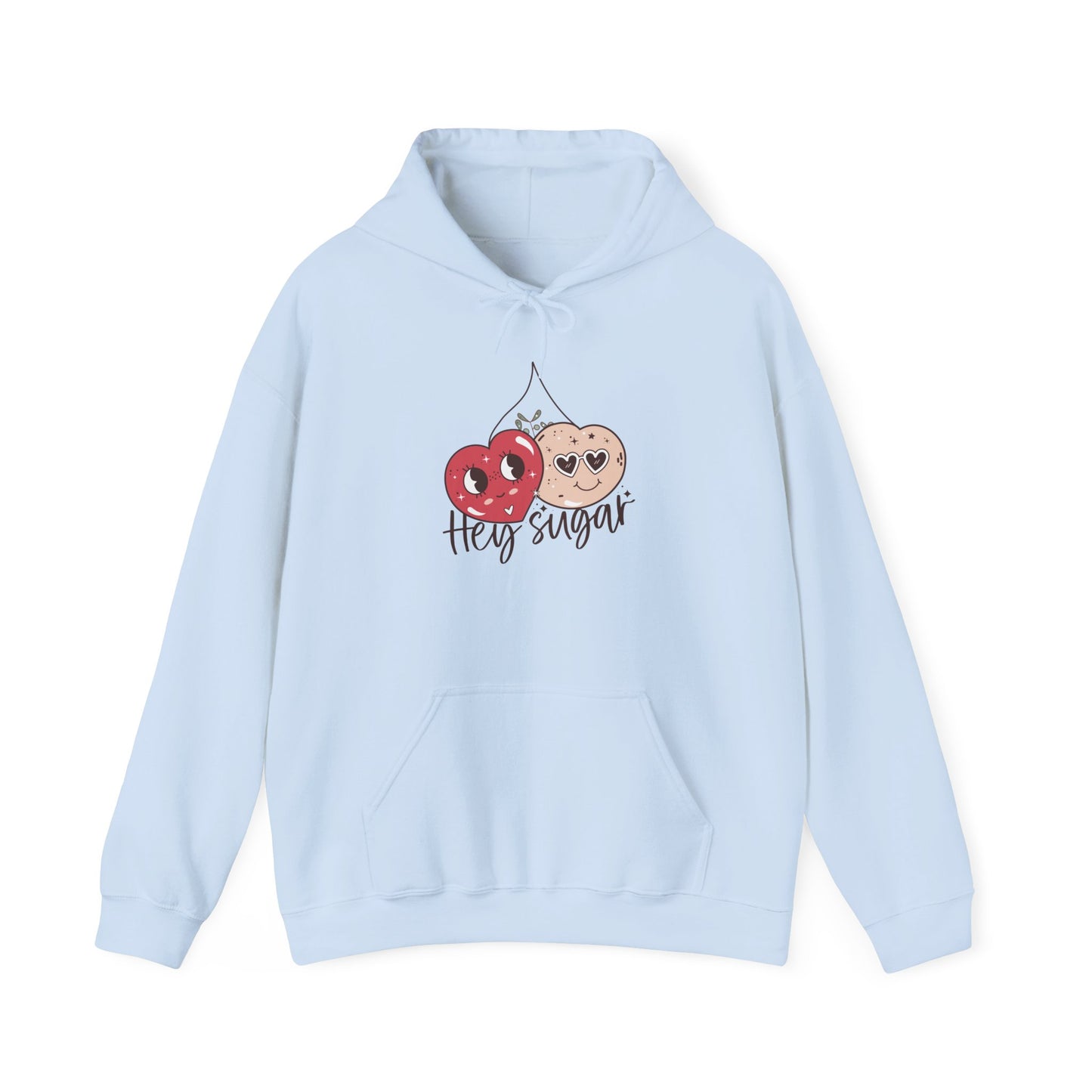 Valentine's Day Cute Cherries Hoodie, Couple Matching Sweatshirt, Hey Sugar Heart Eyes Jumper, Comfy Unisex Pullover, Casual Gift for Him