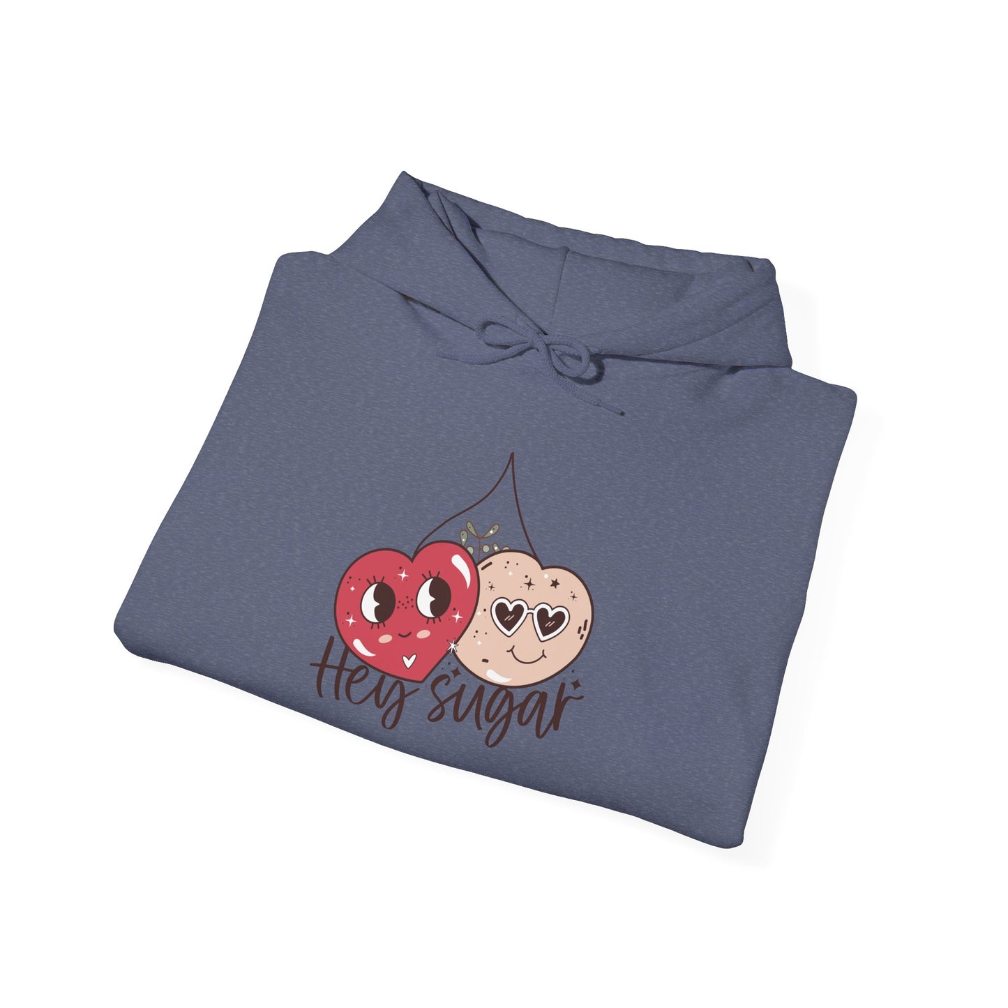 Valentine's Day Cute Cherries Hoodie, Couple Matching Sweatshirt, Hey Sugar Heart Eyes Jumper, Comfy Unisex Pullover, Casual Gift for Him