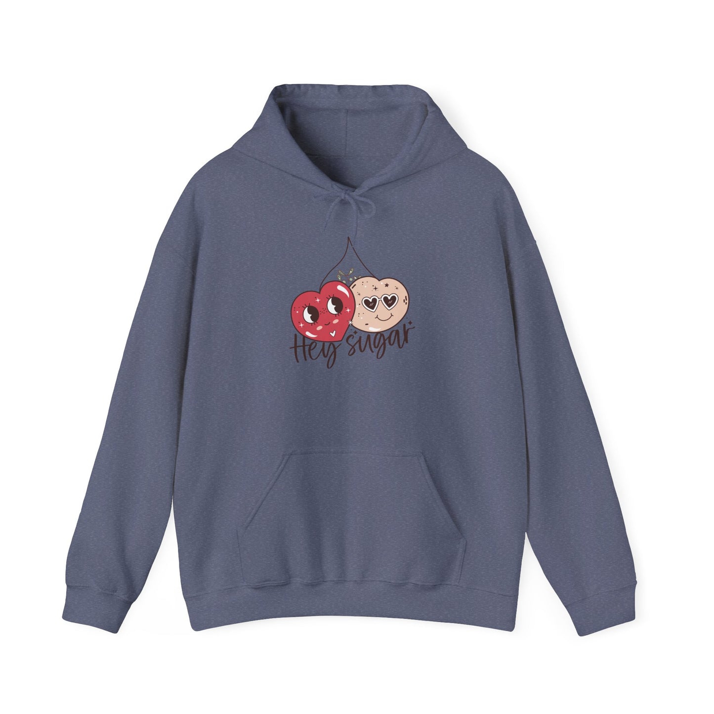 Valentine's Day Cute Cherries Hoodie, Couple Matching Sweatshirt, Hey Sugar Heart Eyes Jumper, Comfy Unisex Pullover, Casual Gift for Him