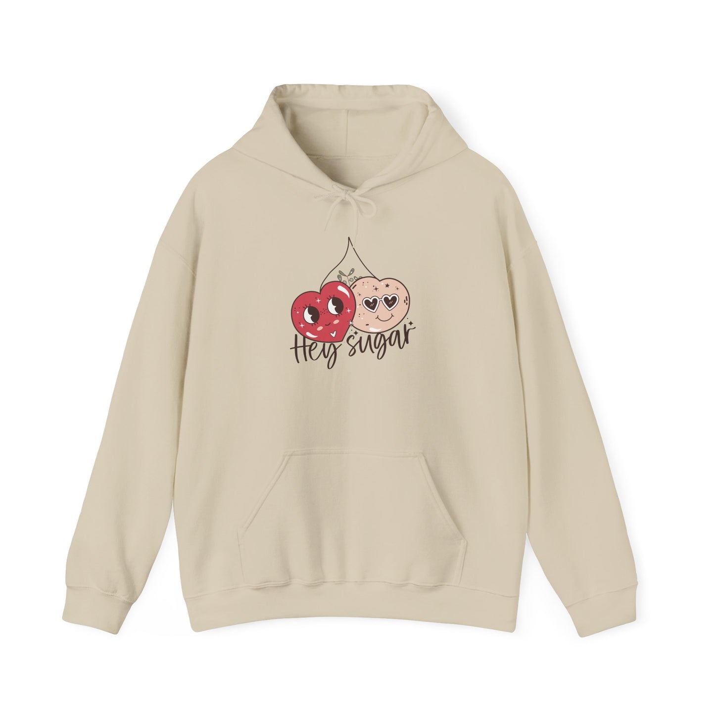 Valentine's Day Cute Cherries Hoodie, Couple Matching Sweatshirt, Hey Sugar Heart Eyes Jumper, Comfy Unisex Pullover, Casual Gift for Him