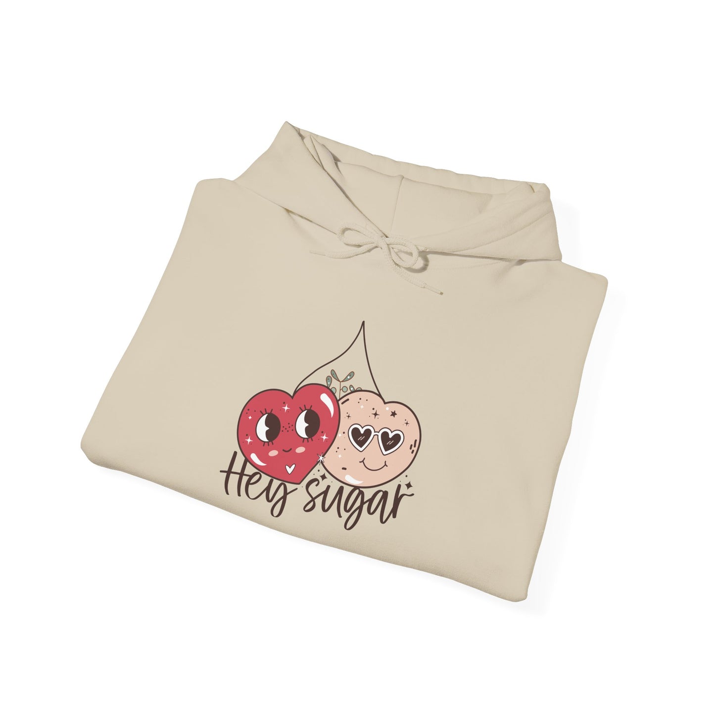 Valentine's Day Cute Cherries Hoodie, Couple Matching Sweatshirt, Hey Sugar Heart Eyes Jumper, Comfy Unisex Pullover, Casual Gift for Him