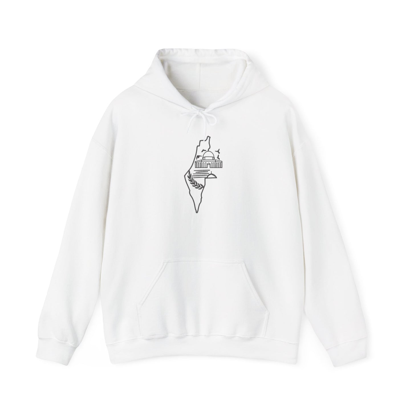 Palestine Map Embroidered Hoodie - Unisex Sweatshirt, Palestinian Flag Pullover, Middle East Arabic Clothing, Political Statement Jumper,
