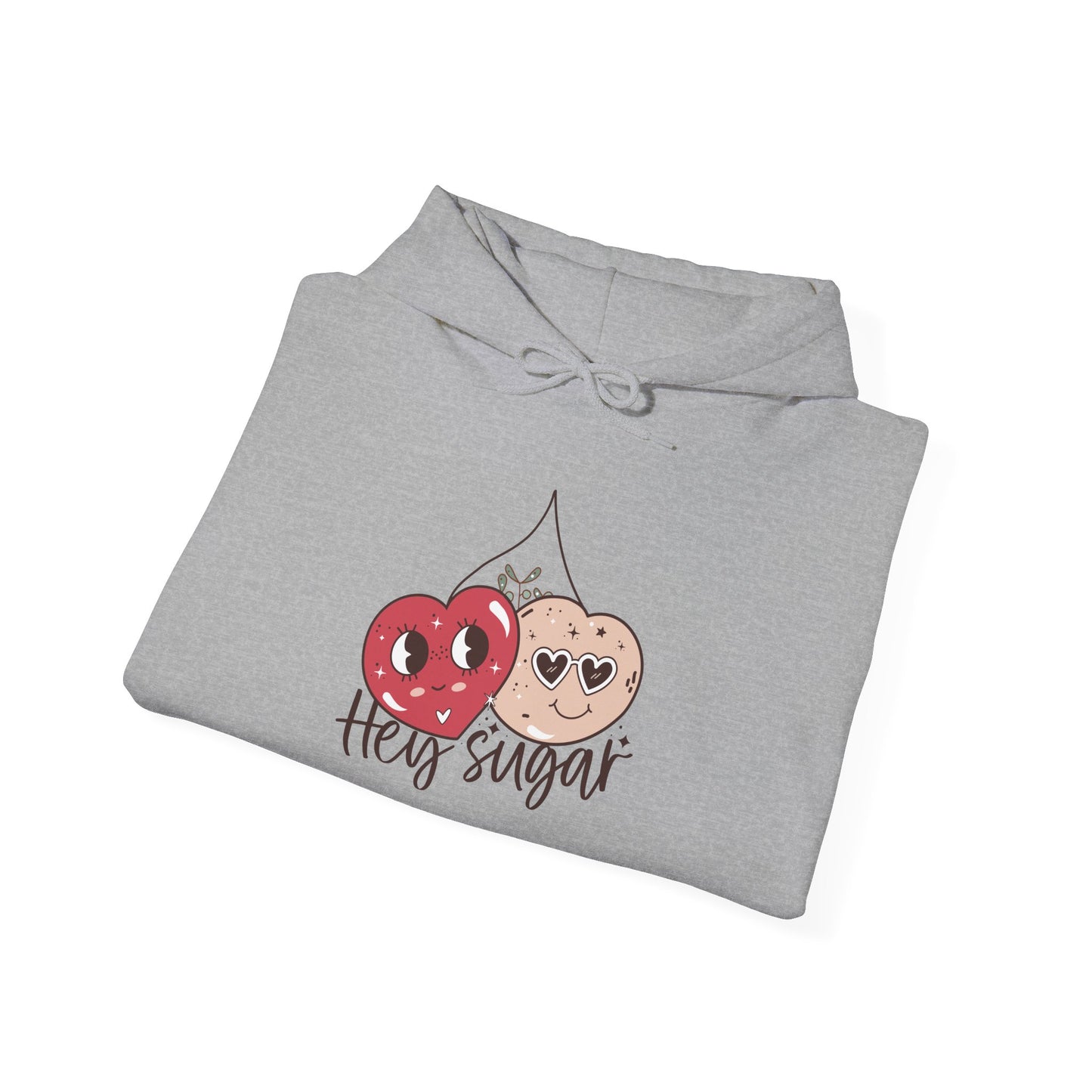 Valentine's Day Cute Cherries Hoodie, Couple Matching Sweatshirt, Hey Sugar Heart Eyes Jumper, Comfy Unisex Pullover, Casual Gift for Him