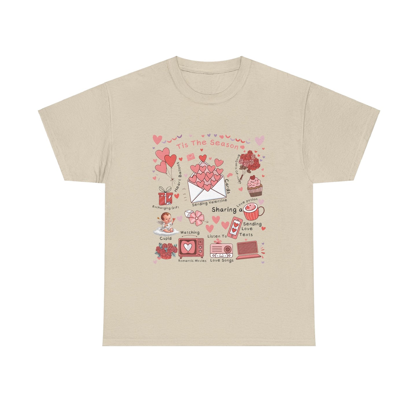 Valentines Day Love Note Unisex Tee, Heart Festive Valentine Season T-Shirt, Romantic Couple Gift Top, Cupid Holiday Shirt, Red Pink Love