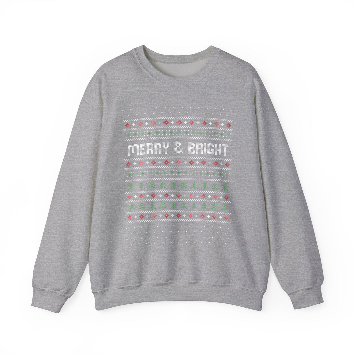 Christmas Crewneck Sweatshirt - Cute Comfy Merry and Bright Ugly Sweater