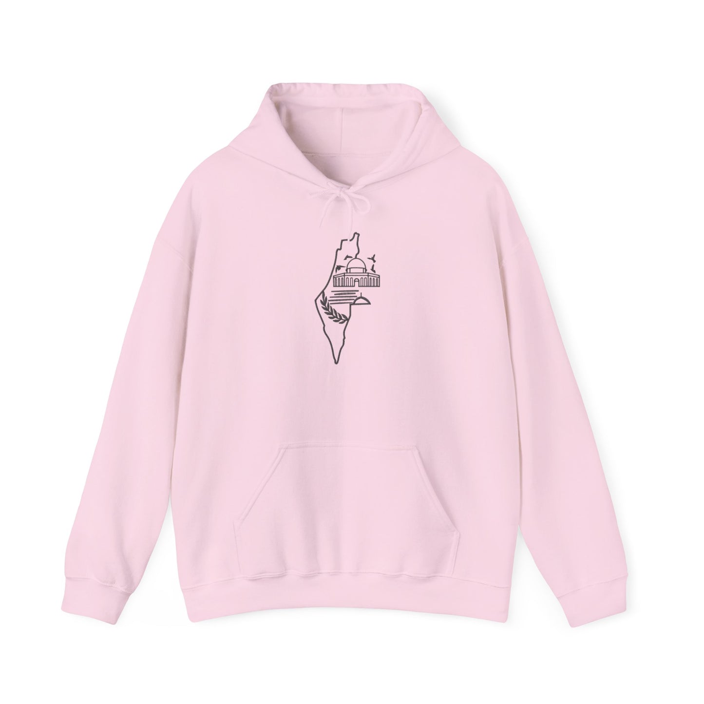 Palestine Map Embroidered Hoodie - Unisex Sweatshirt, Palestinian Flag Pullover, Middle East Arabic Clothing, Political Statement Jumper,