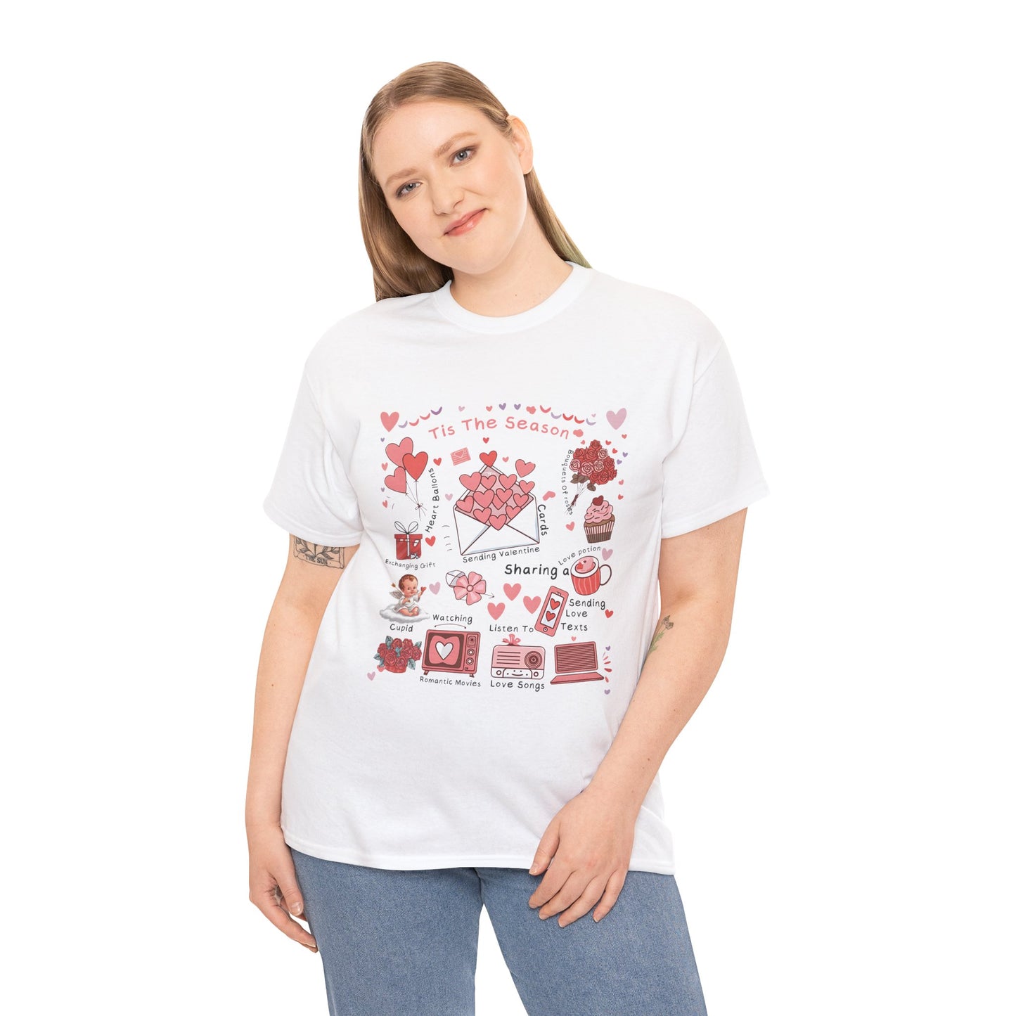 Valentines Day Love Note Unisex Tee, Heart Festive Valentine Season T-Shirt, Romantic Couple Gift Top, Cupid Holiday Shirt, Red Pink Love