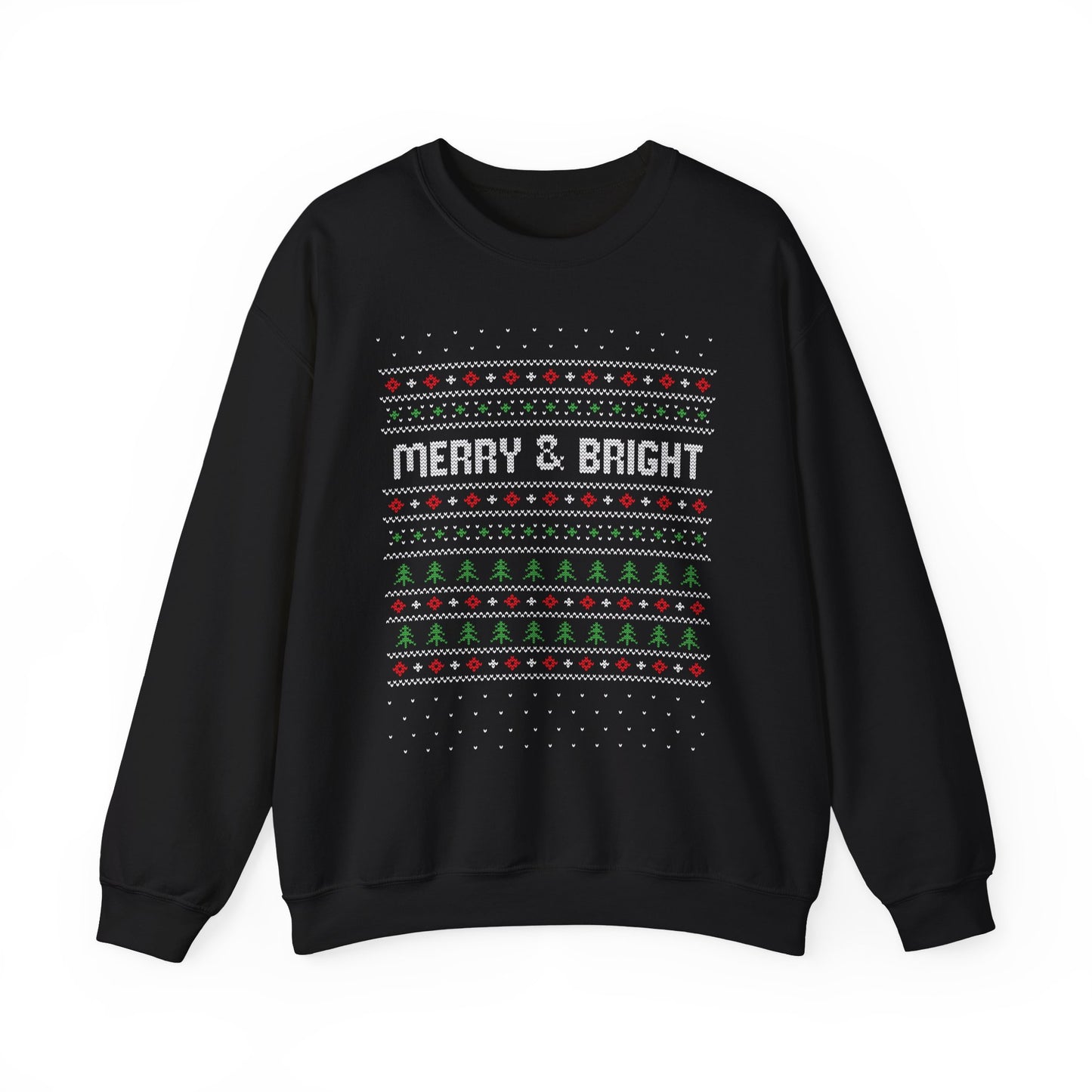 Christmas Crewneck Sweatshirt - Cute Comfy Merry and Bright Ugly Sweater