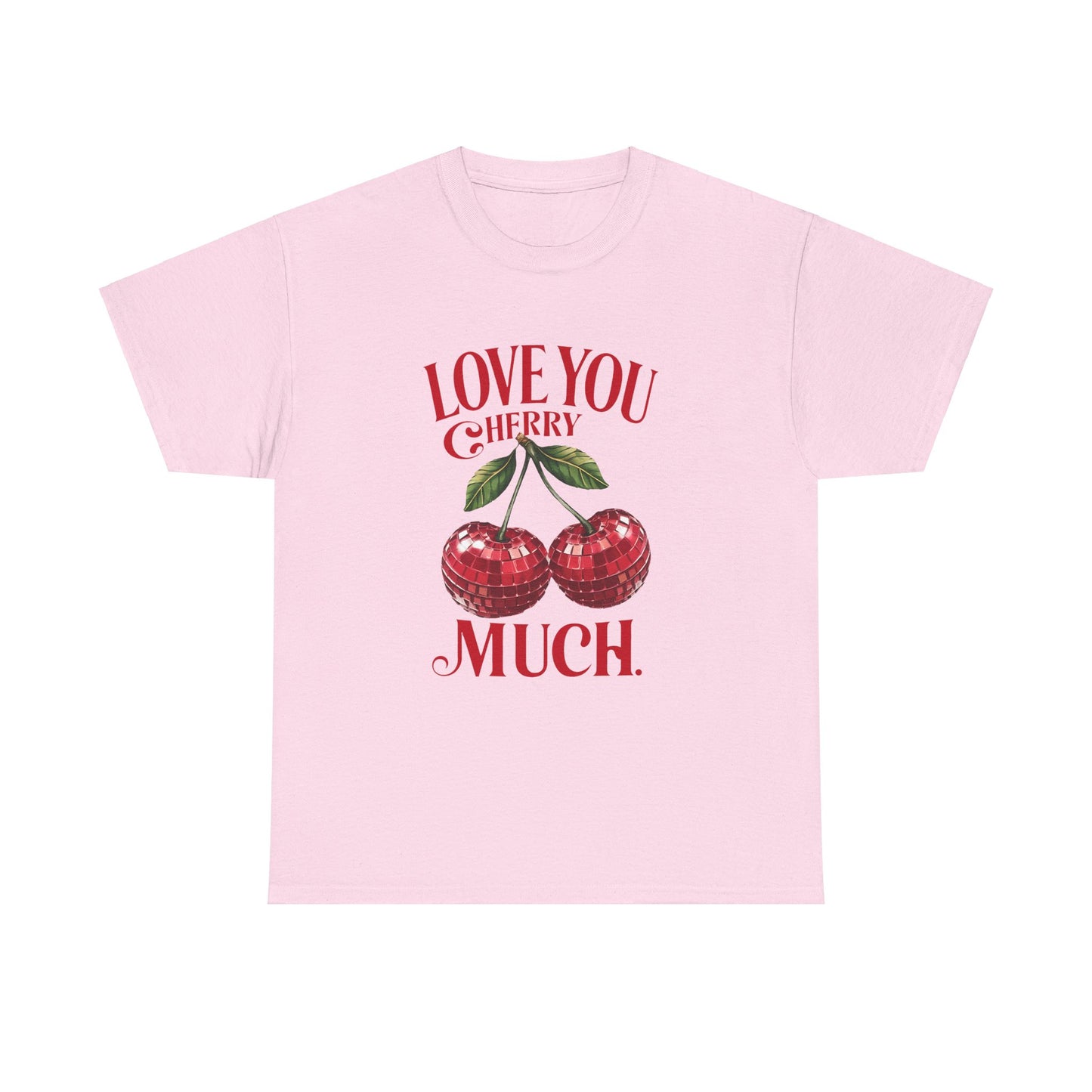 Cherry Disco Balls Love Unisex Heavy Cotton Tee, Valentine's Day Shirt, Cute Cherry Tee, I Love You Cherry Much Tee, Disco Ball Tee, Unisex