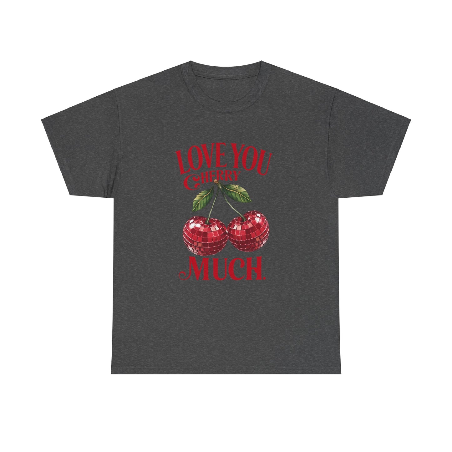 Cherry Disco Balls Love Unisex Heavy Cotton Tee, Valentine's Day Shirt, Cute Cherry Tee, I Love You Cherry Much Tee, Disco Ball Tee, Unisex