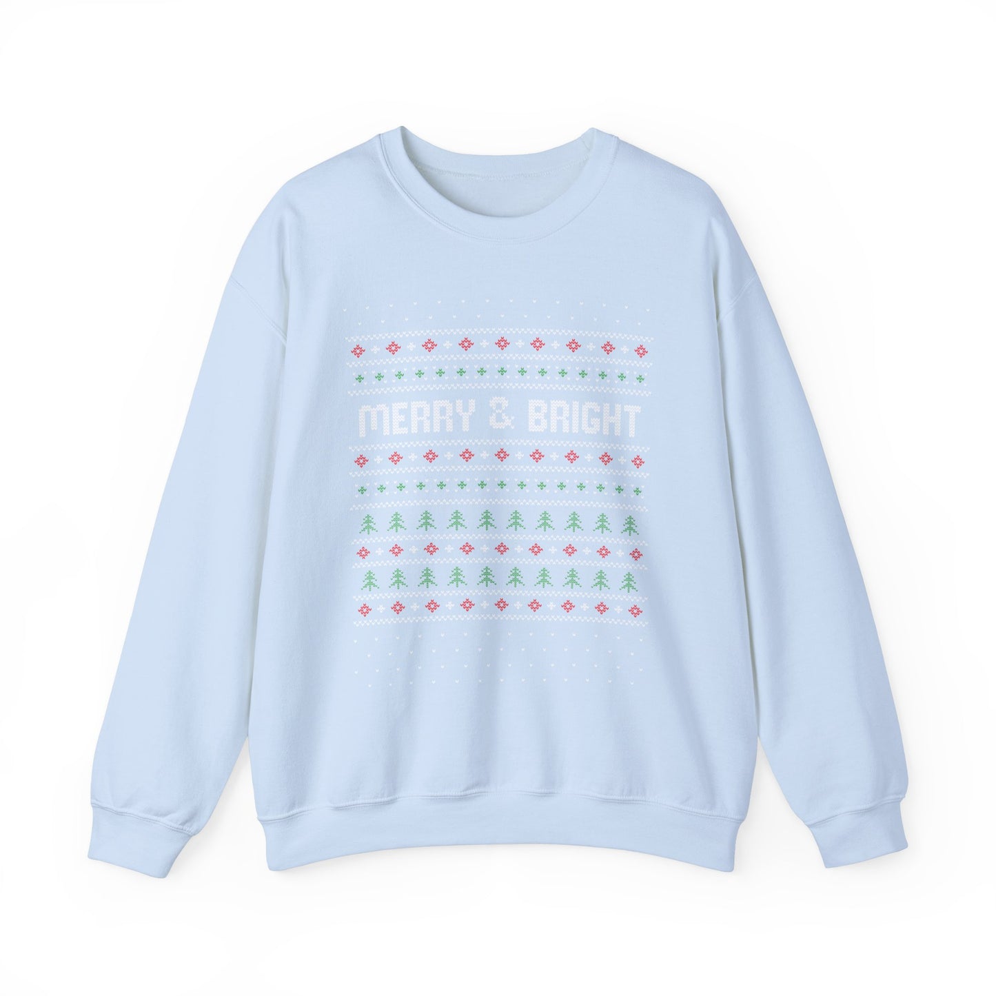Christmas Crewneck Sweatshirt - Cute Comfy Merry and Bright Ugly Sweater