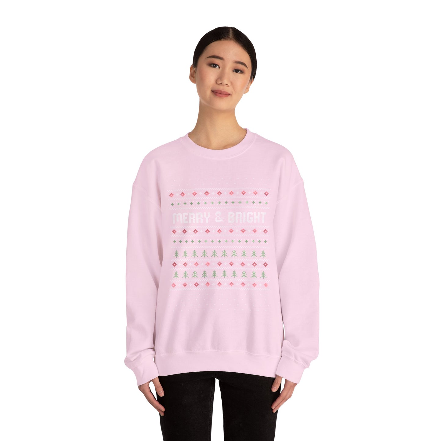 Christmas Crewneck Sweatshirt - Cute Comfy Merry and Bright Ugly Sweater