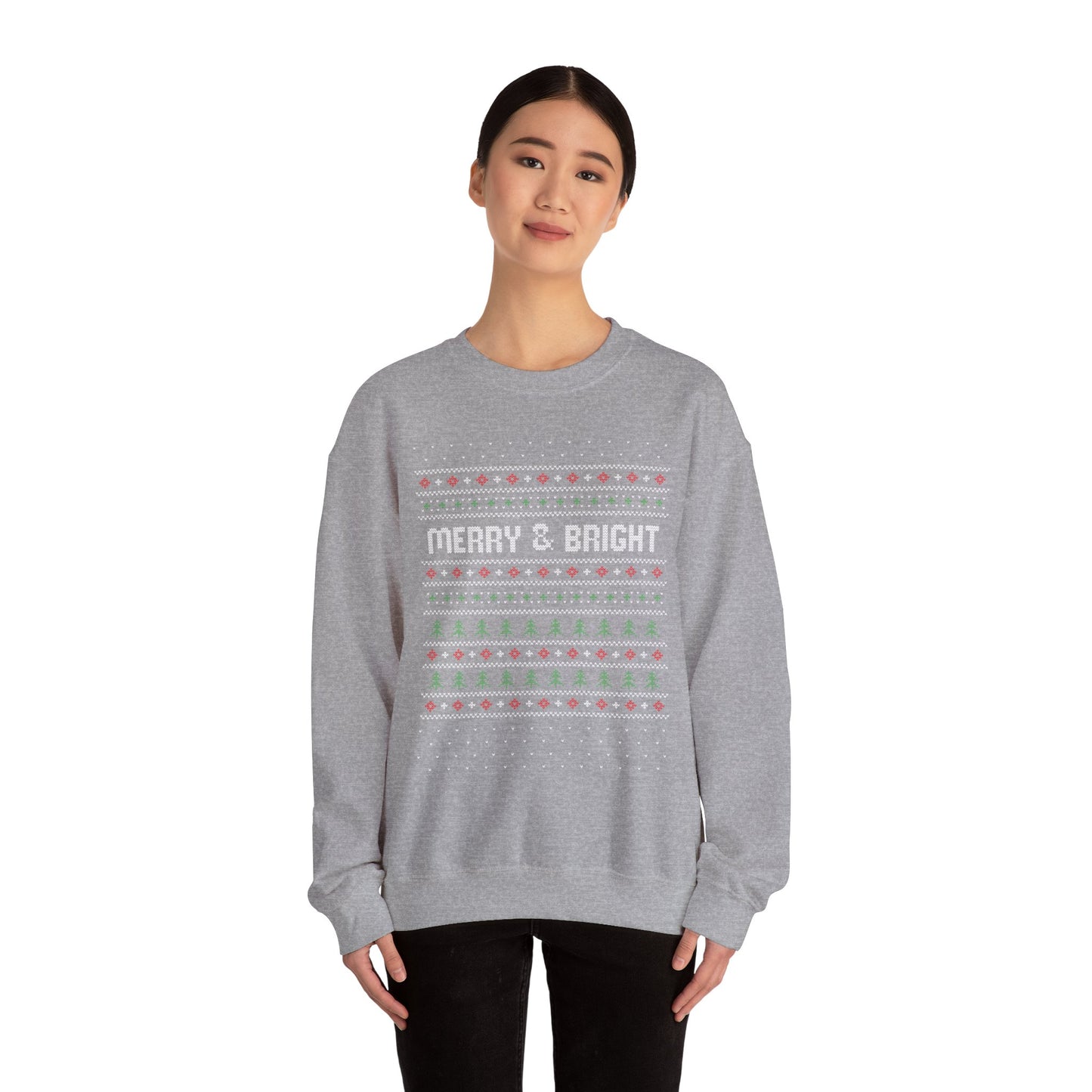 Christmas Crewneck Sweatshirt - Cute Comfy Merry and Bright Ugly Sweater