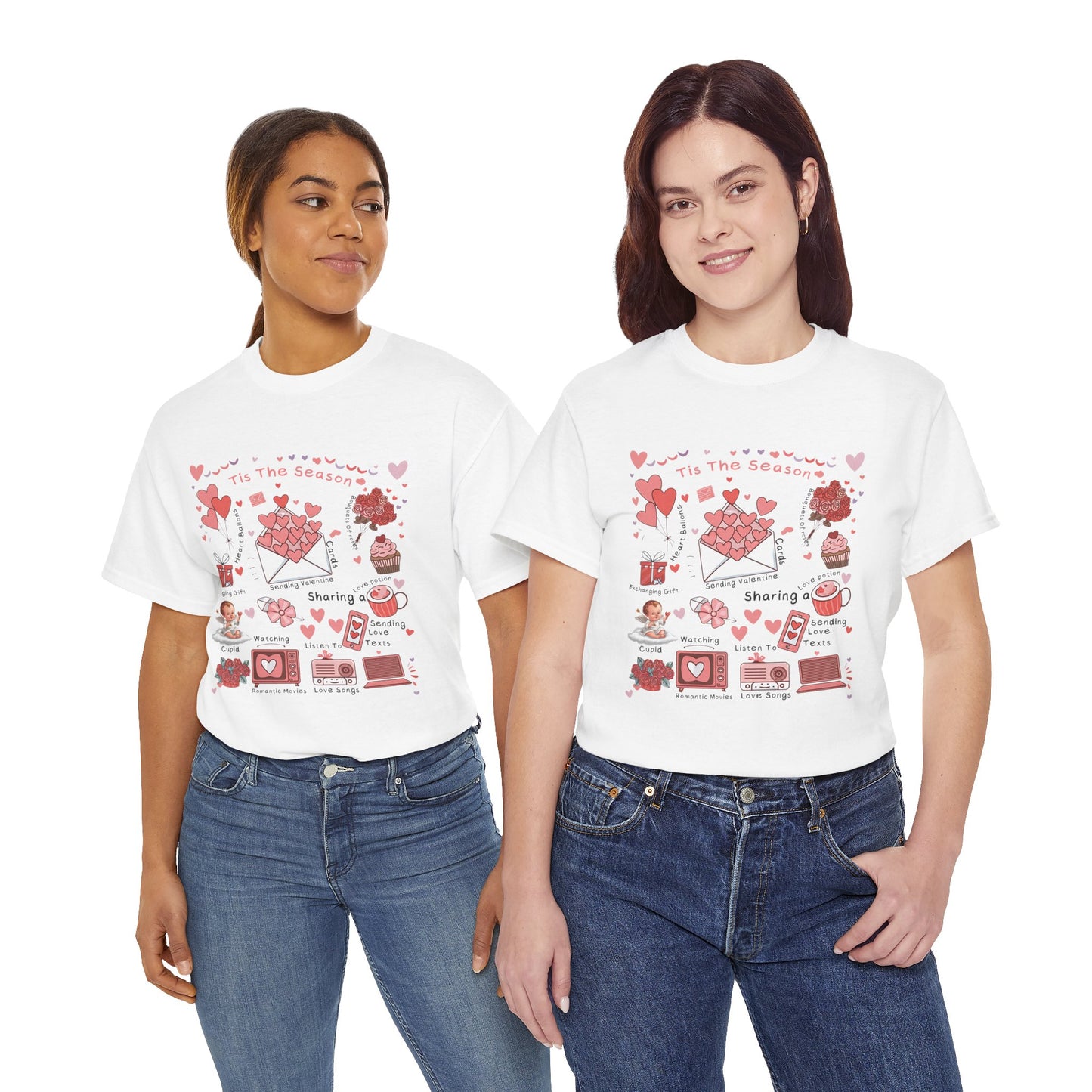 Valentines Day Love Note Unisex Tee, Heart Festive Valentine Season T-Shirt, Romantic Couple Gift Top, Cupid Holiday Shirt, Red Pink Love