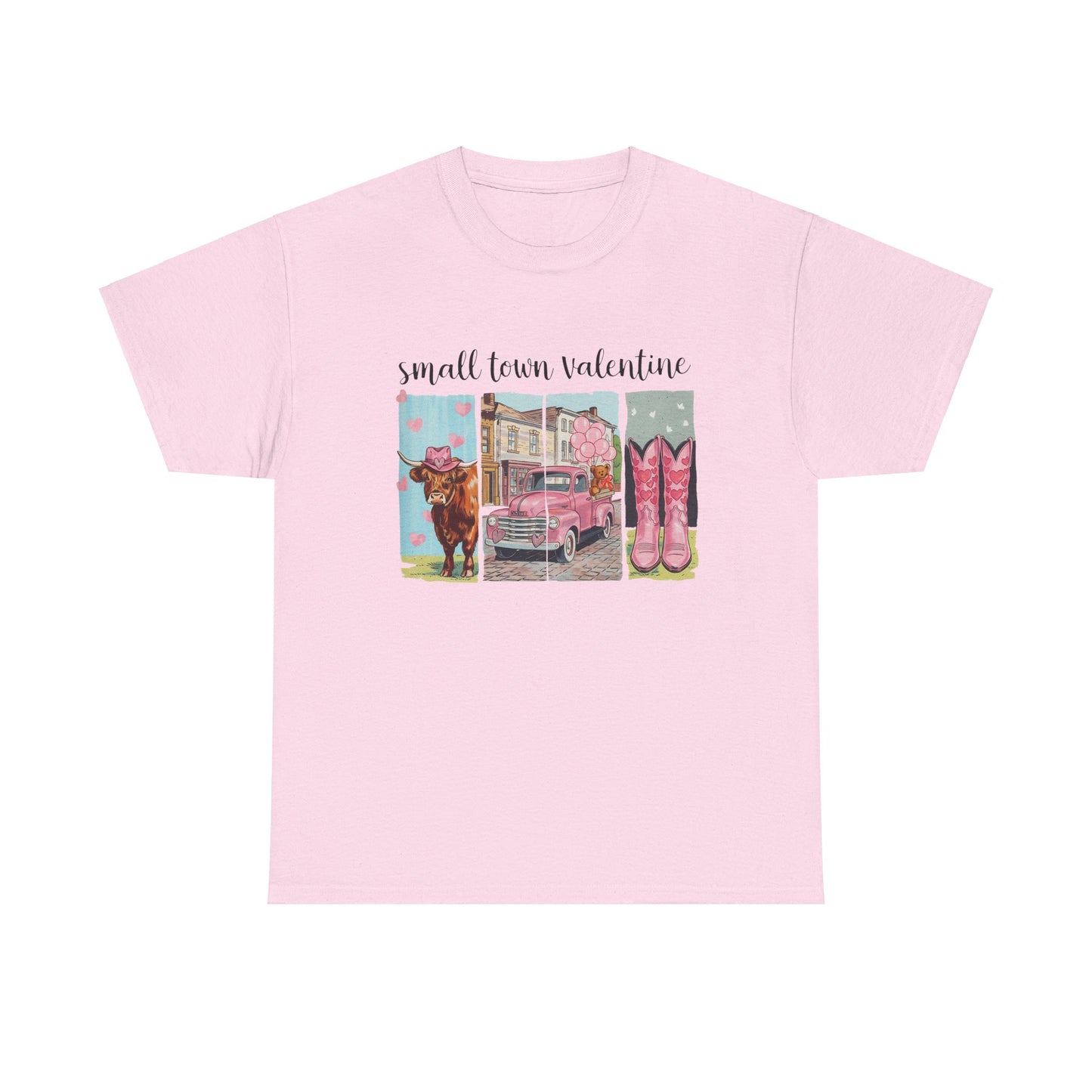 Valentine's Day Western Small Town Tee, Cute Cowgirl Pickup Truck Shirt, Pink Cowboy Boots, Unisex T-shirt, Southern Ranch Apparel, Vintage