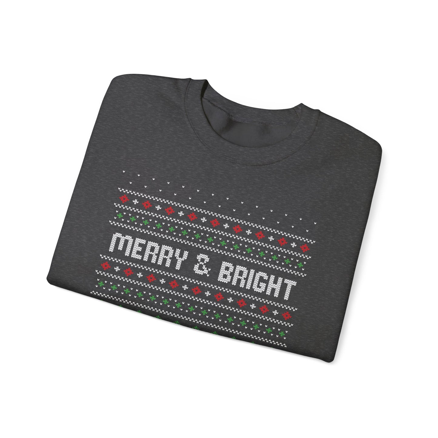 Christmas Crewneck Sweatshirt - Cute Comfy Merry and Bright Ugly Sweater