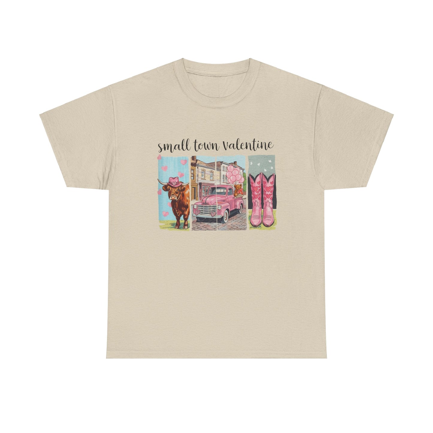 Valentine's Day Western Small Town Tee, Cute Cowgirl Pickup Truck Shirt, Pink Cowboy Boots, Unisex T-shirt, Southern Ranch Apparel, Vintage