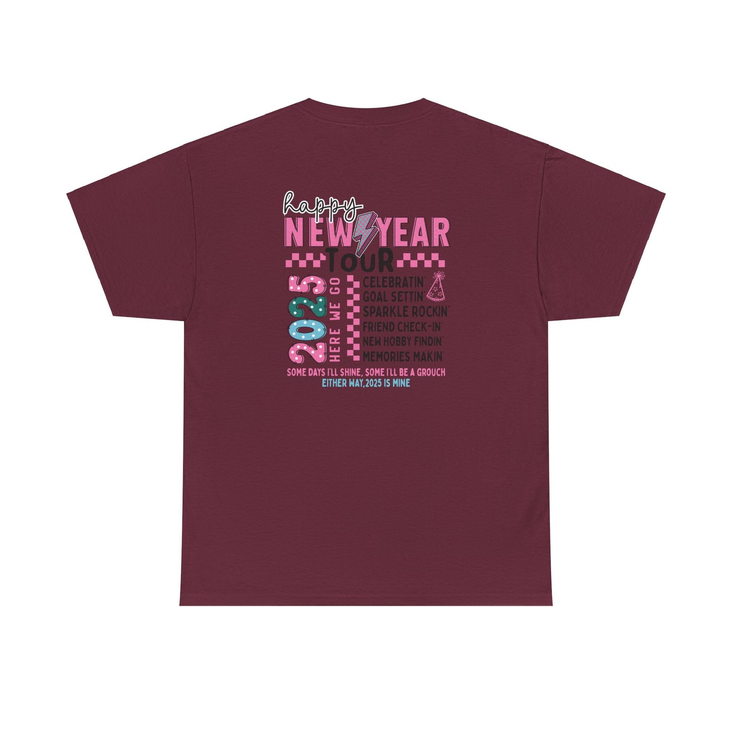 New Year Retro Tour Tshirt, Bows Party Tee, Confetti Fun Shirt, Unisex Heavy Cotton, Holiday Gift