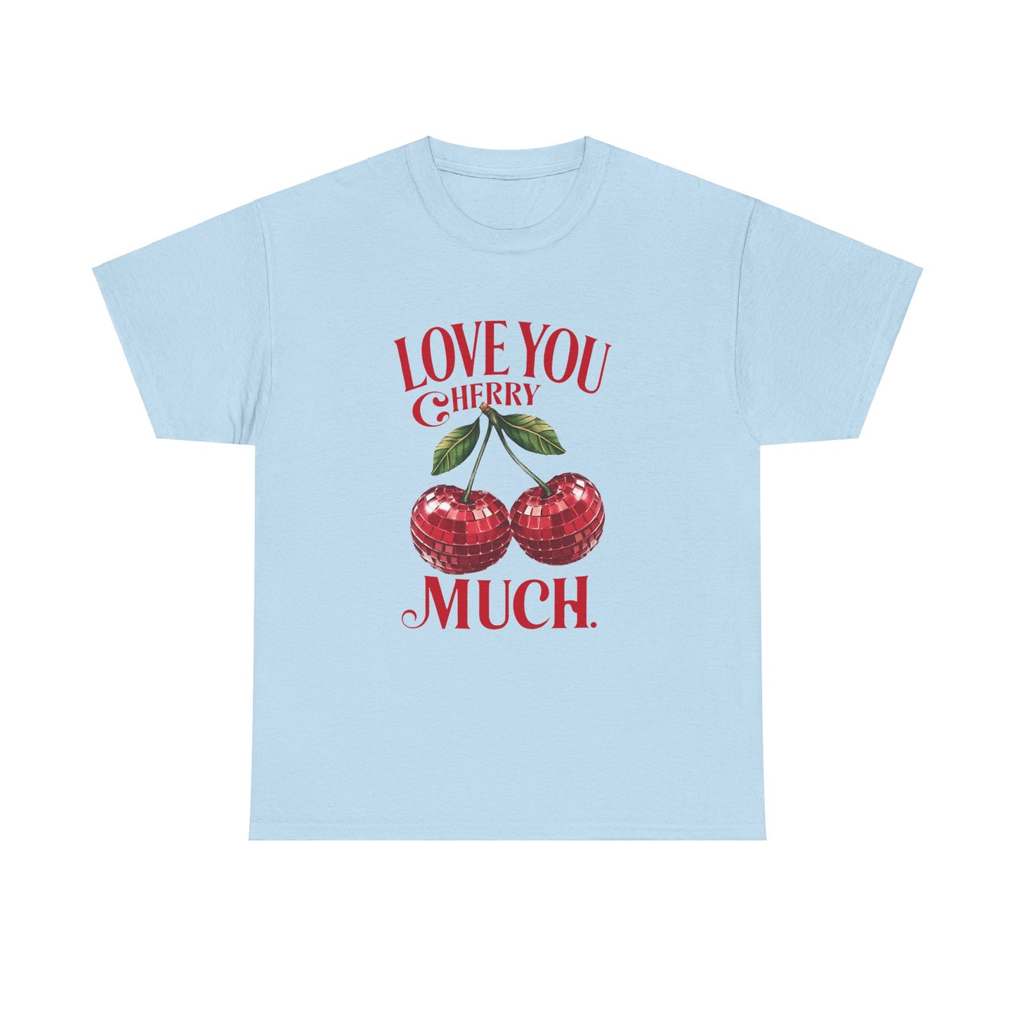 Cherry Disco Balls Love Unisex Heavy Cotton Tee, Valentine's Day Shirt, Cute Cherry Tee, I Love You Cherry Much Tee, Disco Ball Tee, Unisex