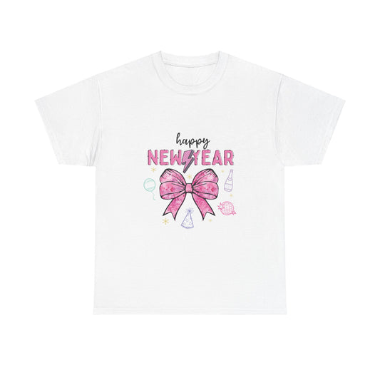 New Year Retro Tour Tshirt, Bows Party Tee, Confetti Fun Shirt, Unisex Heavy Cotton, Holiday Gift