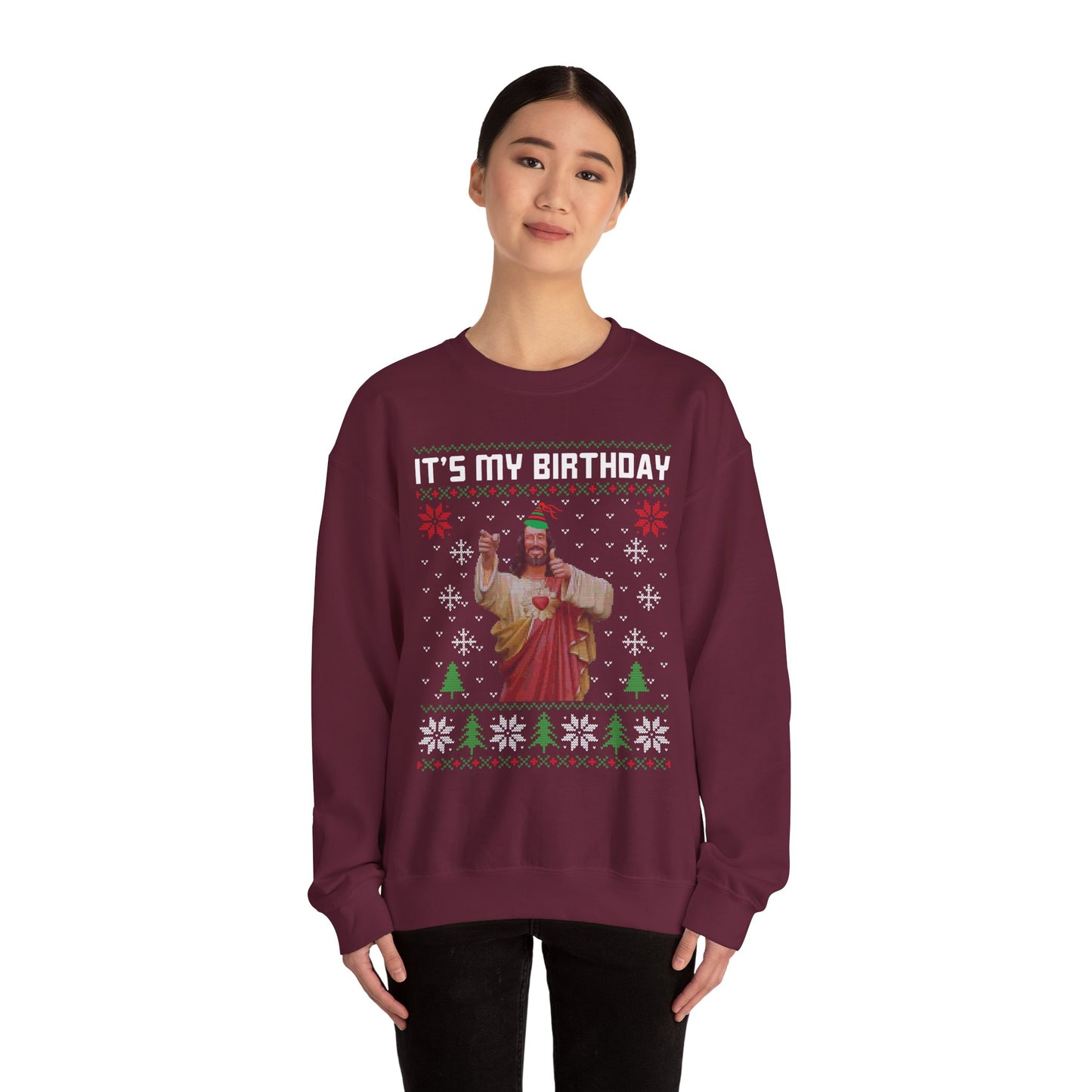 Crewneck Sweatshirt - 'Christ It's My Birthday' Ugly Sweater