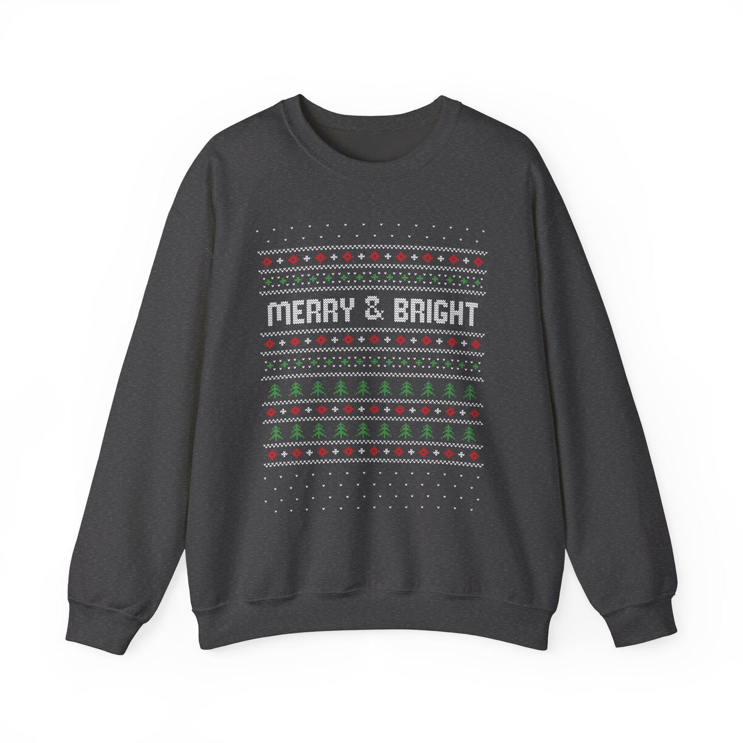 Christmas Crewneck Sweatshirt - Cute Comfy Merry and Bright Ugly Sweater