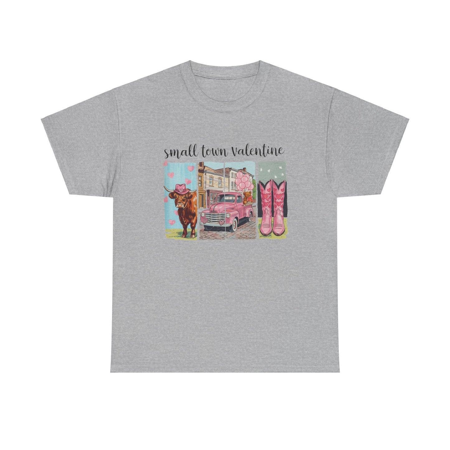 Valentine's Day Western Small Town Tee, Cute Cowgirl Pickup Truck Shirt, Pink Cowboy Boots, Unisex T-shirt, Southern Ranch Apparel, Vintage