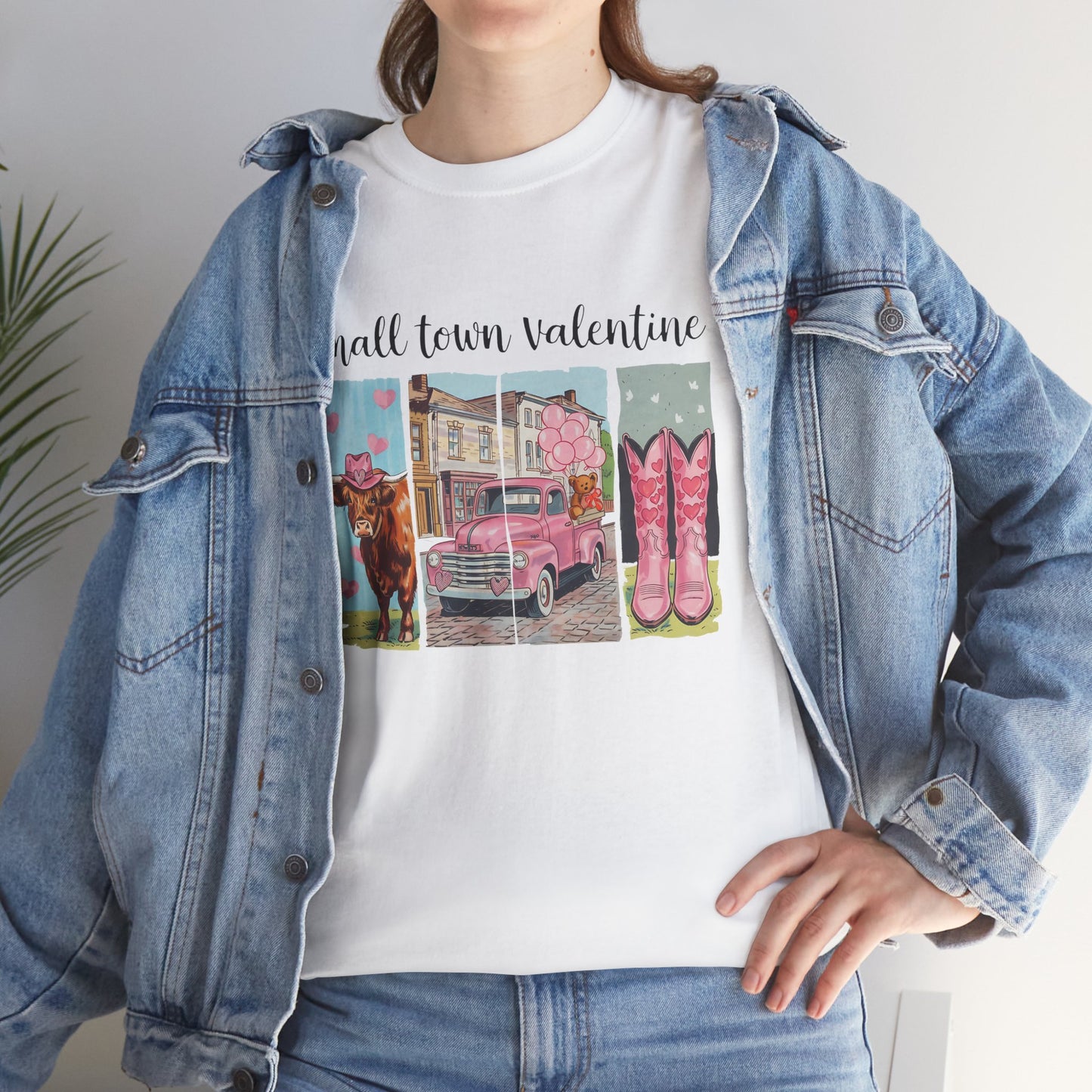 Valentine's Day Western Small Town Tee, Cute Cowgirl Pickup Truck Shirt, Pink Cowboy Boots, Unisex T-shirt, Southern Ranch Apparel, Vintage