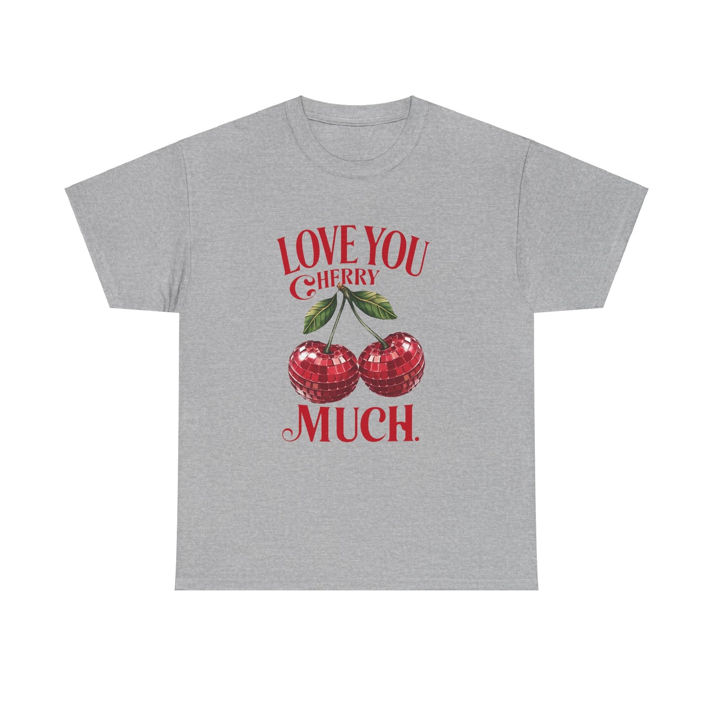 Cherry Disco Balls Love Unisex Heavy Cotton Tee, Valentine's Day Shirt, Cute Cherry Tee, I Love You Cherry Much Tee, Disco Ball Tee, Unisex