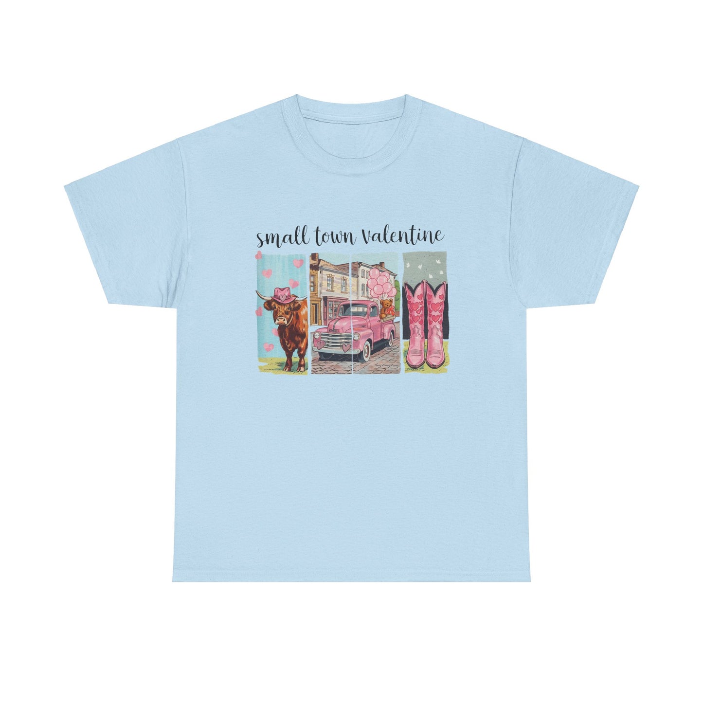Valentine's Day Western Small Town Tee, Cute Cowgirl Pickup Truck Shirt, Pink Cowboy Boots, Unisex T-shirt, Southern Ranch Apparel, Vintage
