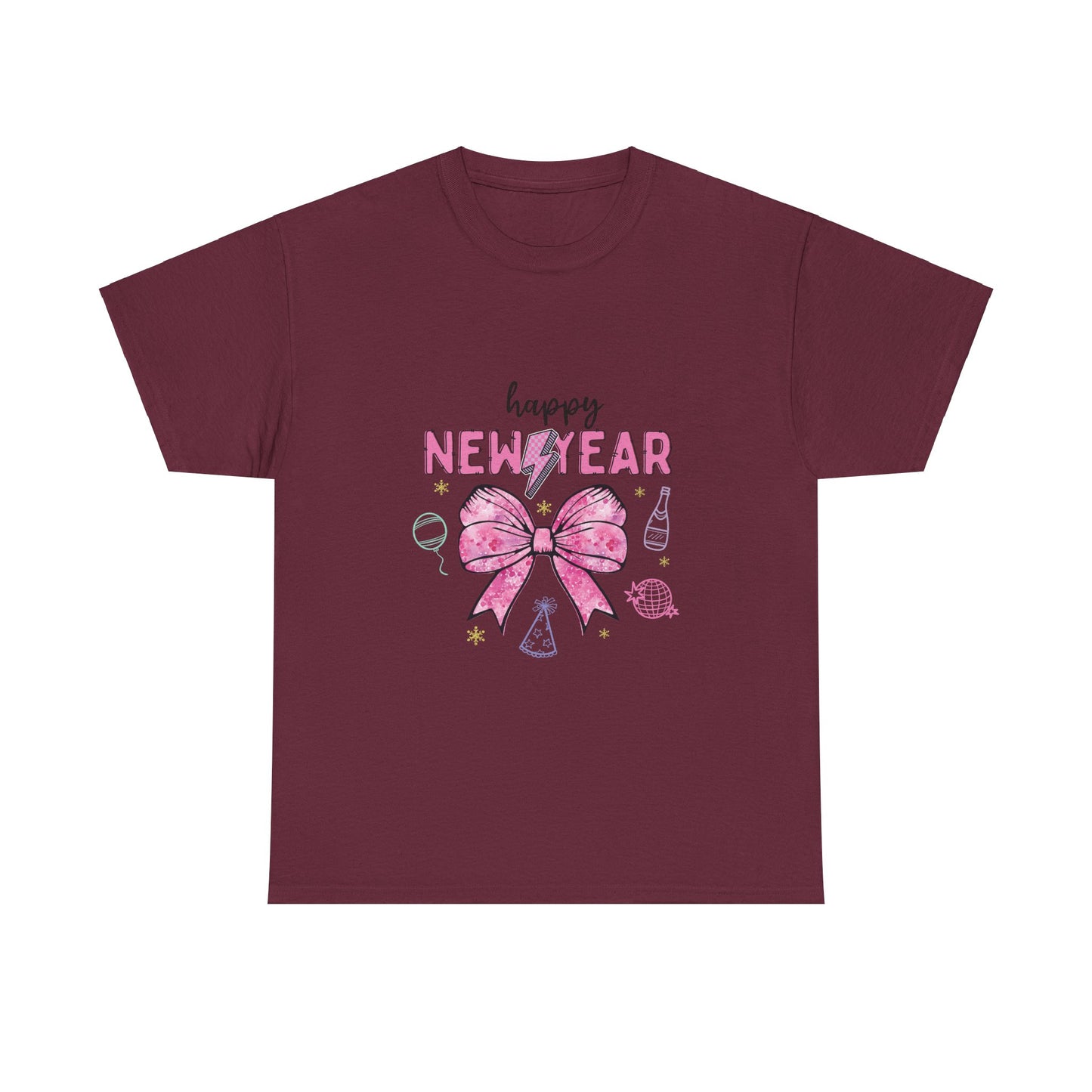 New Year Retro Tour Tshirt, Bows Party Tee, Confetti Fun Shirt, Unisex Heavy Cotton, Holiday Gift